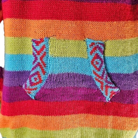 Sweater Hooded Peru Peruvian Alpaca Womens Size Small Rainbow Hoodie - Picture 3 of 10